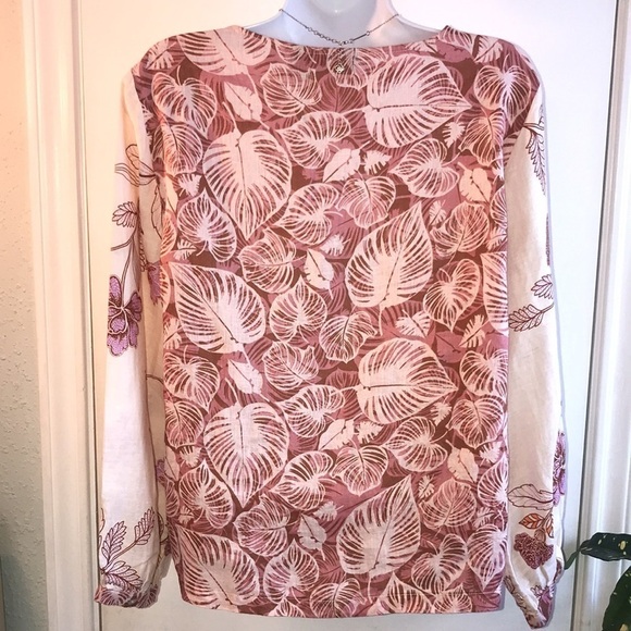 NEW Tahari 100% Linen Pink Floral Button Down Top Size Small - Picture 10 of 15